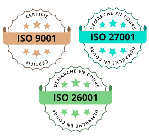 Certifications ISO 9001, ISO 27001, ISO 26001